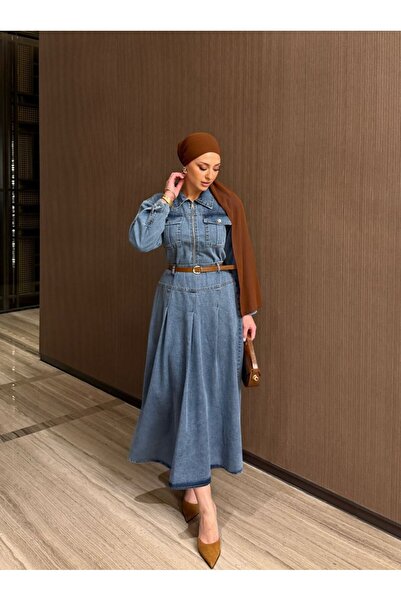 Şeker Portakalım Denim Jeans Skirt Jacket Double Set