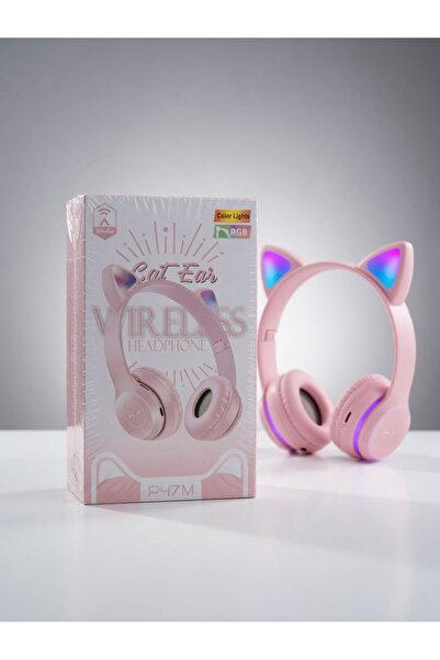 Generic Cat Ear Design Headphone with Rgb Light Show Style Headset P47M