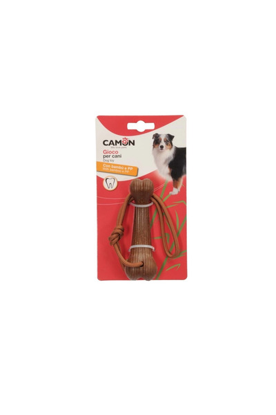 Camon Bone-Shaped Fun Dog Toy Made of Bamboo and Rope 12cm