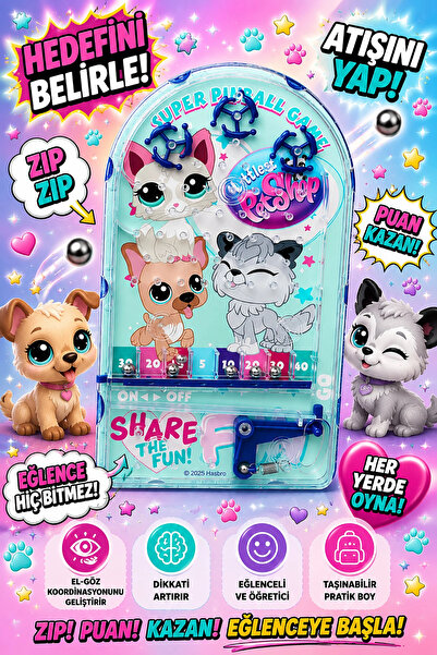 BigsToy Lisanslı Littlest Pet Shop Pinball Oyunu - Eğitici Beceri Oyuncağı ZR...