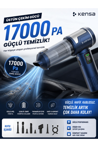CAR BOOST 17000Pa Kablosuz Araç Süpürgesi Güçlü Çekim El Süpürgesi koku hediyeli