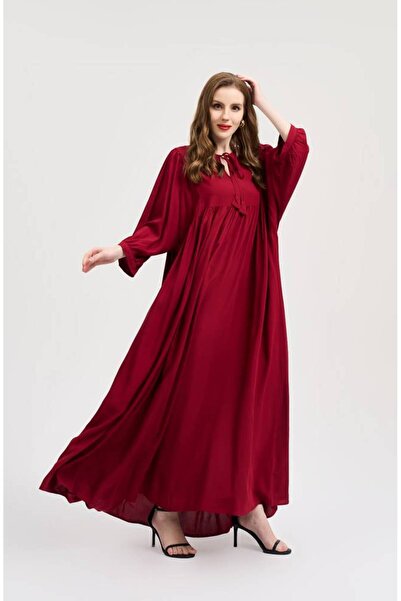 RARA Viscose jilbab with front tie - burgundy