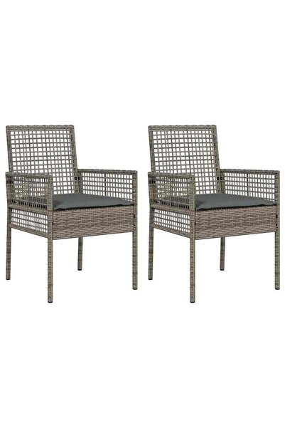 vidaxl Scaun pentru Grădină 2 pcs Gri 55 x 53 x 85 cm poliratan