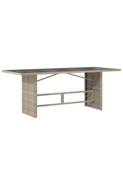 vidaxl Garden table with light grey glass top, 190x80x74 cm