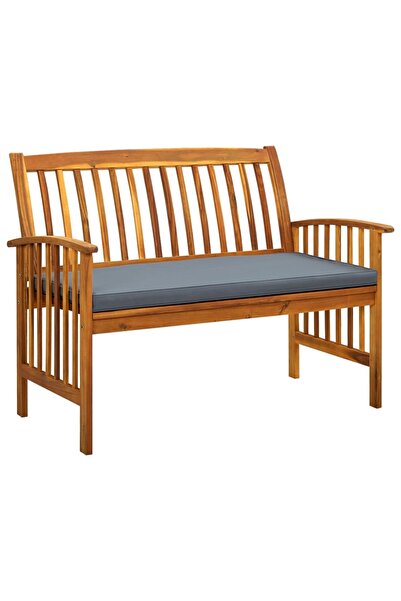 vidaxl Garden bench with cushions, 119 cm, solid acacia wood