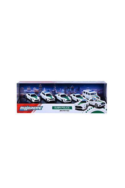 Majorette Set 5 mașinuțe de poliție Dubai metalice Mercedes AMG 7.5 cm