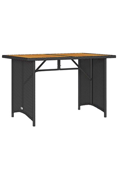 vidaxl Garden table with wooden top, black 110x68x70 cm polyrattan