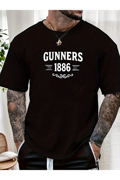 bolivia's تي شيرت رجالي قصير برقبة دائرية ونمط GUNNERS 1886 صيفي كاجوال