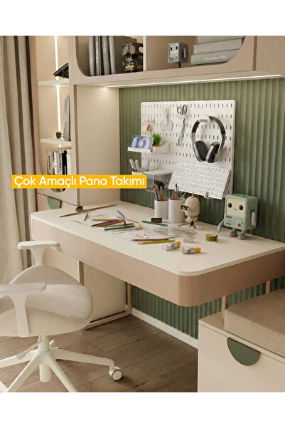 SMİLESEPET Çok Amaçlı Pano Organizatör Set 1 ( 28 X 40 Cm ) BEYAZ - YAPIŞKANLI