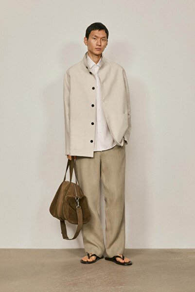 Massimo Dutti Dik yaka keten ceket - Limited Edition
