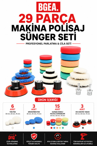 BGEA 29 Parça Makina Polisaj Sünger Seti