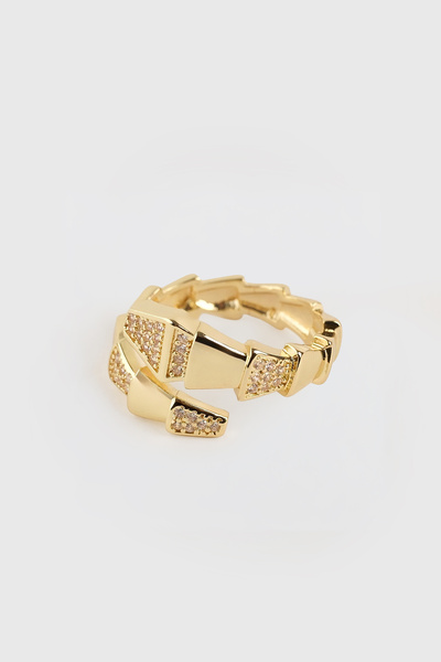 OPHRA Geometric Shape Stone Detailed Open Ring - Clasp