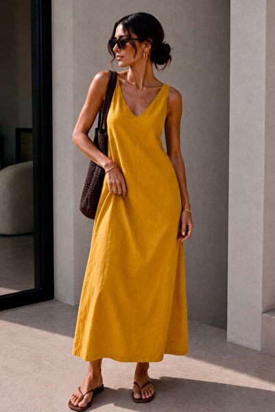 bb butik basic Rochie lungă, lejeră, cu model jacquard, cu detaliu încrucișat...