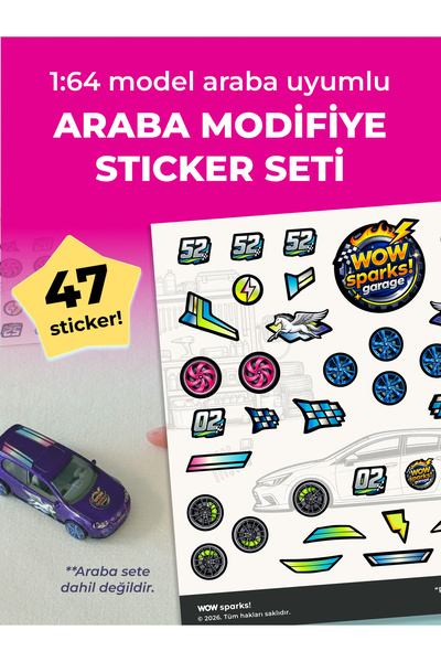 WOW sparks! 1:64 Diecast Araba Modifiye Sticker Seti, “Pegasus Takımı”, 47 st...