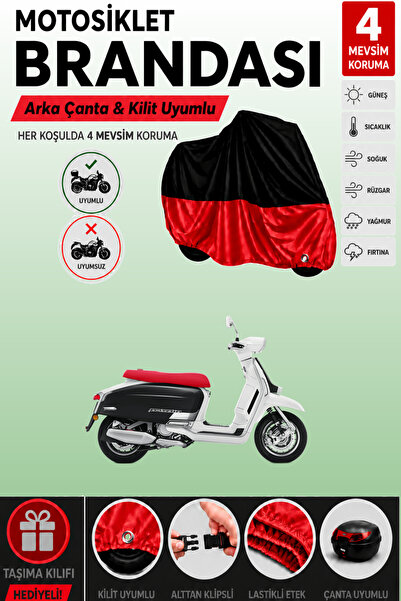 Cemku Double غطاء علوي أسود - سفلي أحمر، غطاء خلفي متوافق مع دراجة لامبريتا G...