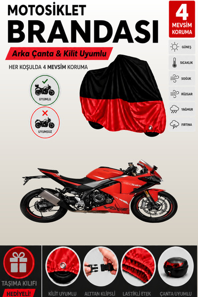Cemku Double Black Top - Red Bottom, Rear Bag Compatible Voge 525 Rr Motorcyc...