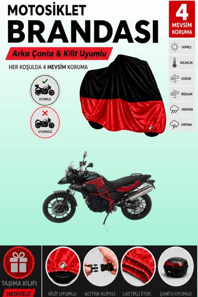 Cemku Double غطاء علوي أسود - سفلي أحمر، غطاء خلفي متوافق مع دراجة BMW F 700 ...