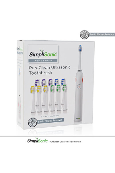 SimpliSonic Ultrasonic Rechargeable Electric Toothbrush Premium Package w/ 12...