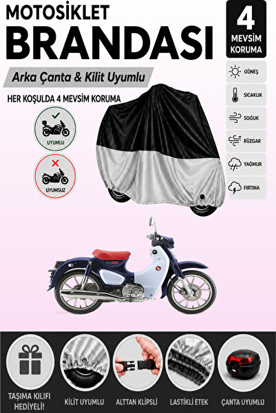 Cemku Double Black Top - Gray Bottom, Rear Bag Compatible Honda C90 Super Cub...