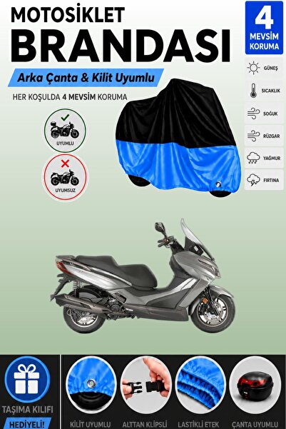 Cemku Double Black Top - Blue Bottom, Rear Bag Compatible Kymco Xtown 125I Mo...