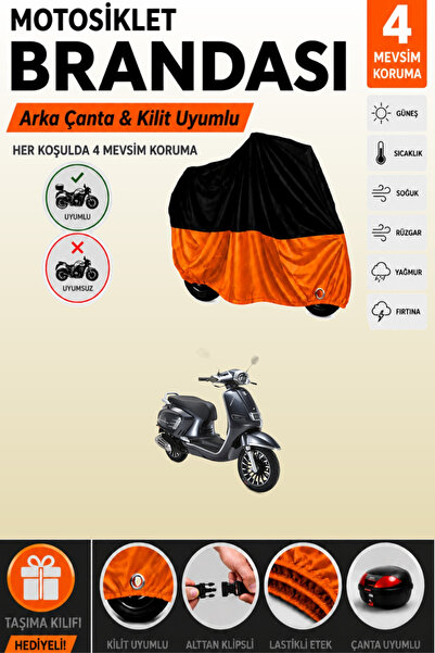 Cemku Double Black Top - Orange Bottom, Rear Bag Compatible Rks Siesta Motorc...
