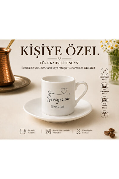 BayerDizayn Kişiye Özel Türk Kahvesi Fincanı – Fotoğraflı & Yazılı Tekli Kahv...