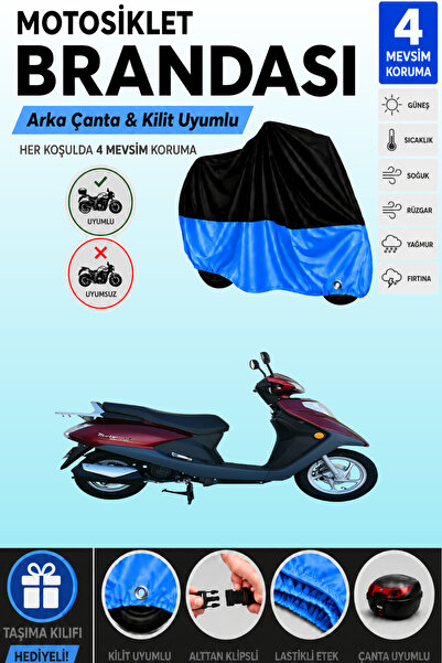 Cemku Double Black Top - Blue Bottom, Rear Bag Compatible Motolux Ceo 110 Mot...