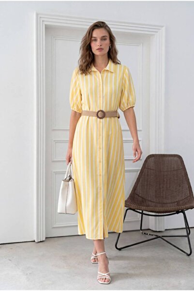 Cistern İstanbul Women's Belt Detailed Dress