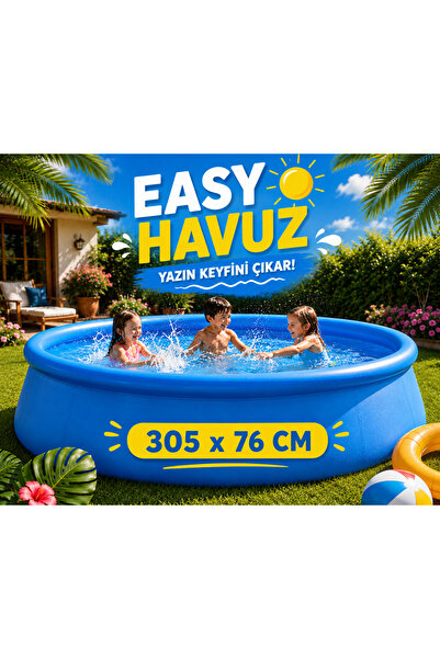 TOTTERİQ 305x76 Cm Easy Havuz Büyük Boy Şişme Bahçe Havuzu Çocuk Aile Havuzu