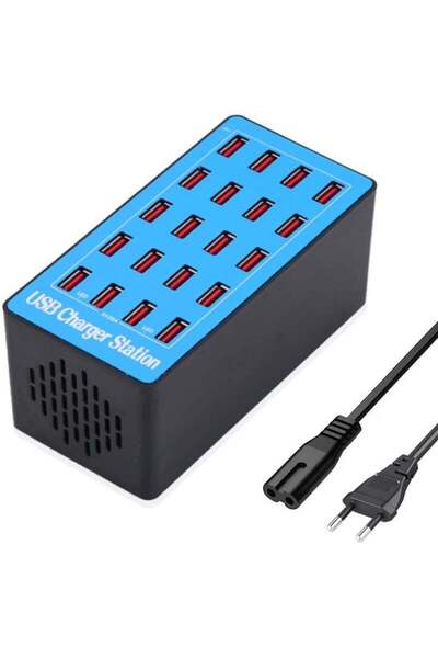 PopZa محطة شحن USB ذكية عالية السعة بـ 20 منفذًا، 100 واط لجميع أجهزة USB