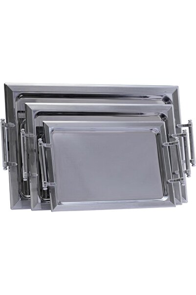 ALSAIF 3-piece serving tray set with side handles, modern and elegant design ...