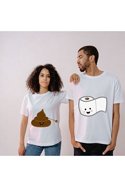 Çılgıntrend Tricouri pentru soții cu design drăguț cu caca și hârtie igienică...
