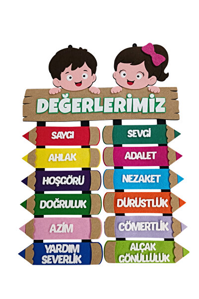 KECENGUZELTASARIM Değerlerimiz Kız Erkek Figürlü, Okul Öncesi, Anaokulu, İlko...