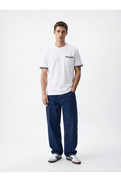 Ltb Contrast Detailed Pique White T-Shirt