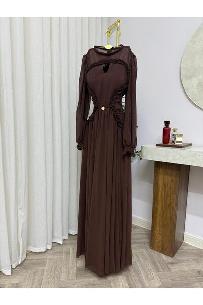 CACHE MONNEY Georgette chiffon dress with ruffles
