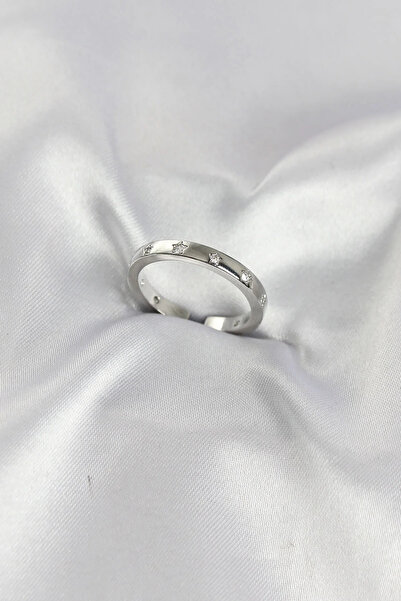 Marsilyan Nvdn- Brass Silver Color Star Detailed Wedding Ring Model Women's R...