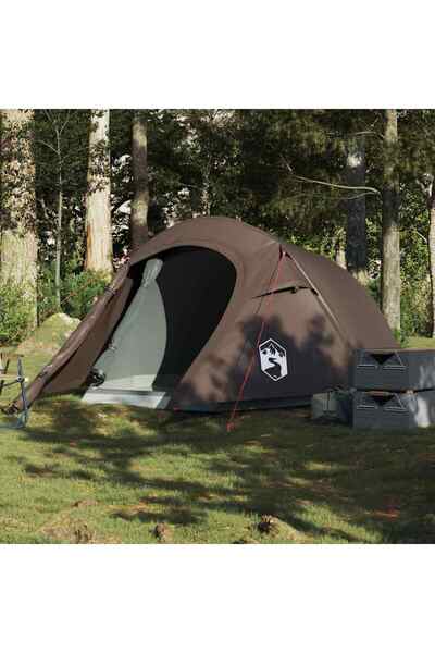 vidaxl Cort de camping tunel pentru 2 persoane, maro, impermeabil
