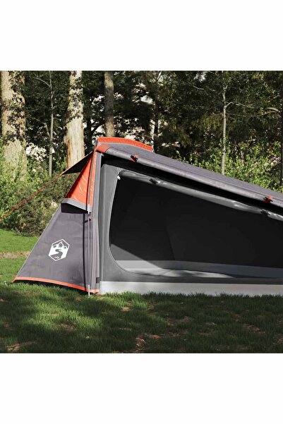 vidaxl Cort de camping tunel 2 persoane, gri/portocaliu, impermeabil