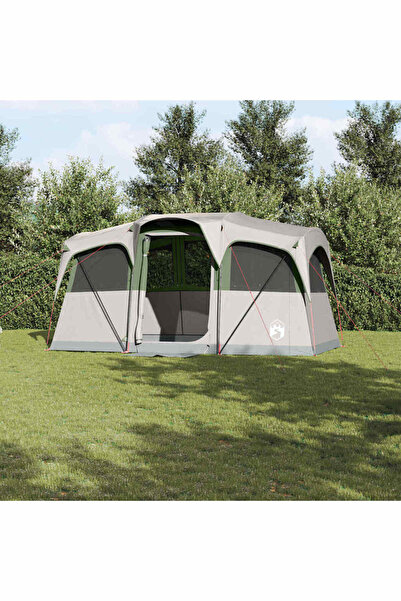 vidaxl Cort de Familie cu acoperis Alb si Verde 435 x 255 x 216 cm