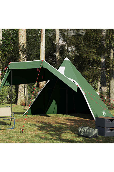 vidaxl Cort de camping tipi pentru 5 persoane, verde, impermeabil
