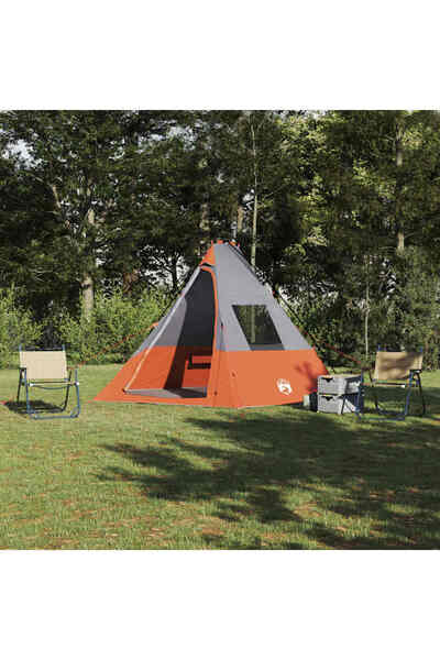 vidaxl Cort Tipi Gri si Portocalie 383 x 338 x 217 cm tafta