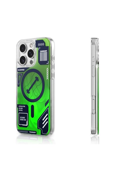 Youngkit Magnetic Galaxy Magic Quicksand Slim Case for iPhone 16 Pro Max - Glow in the Dark Shockproof Cover
