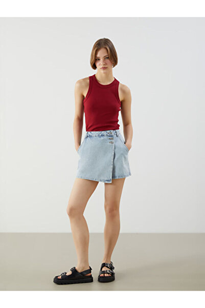 LC Waikiki Slim Fit Women's Jean Shorts Skirt for Style Seekers from Uzg Store