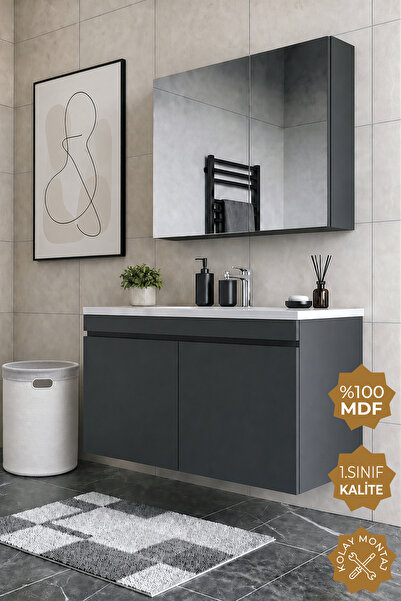 TETA HOME Tokyo 100 cm MDF Banyo Dolabı Seti