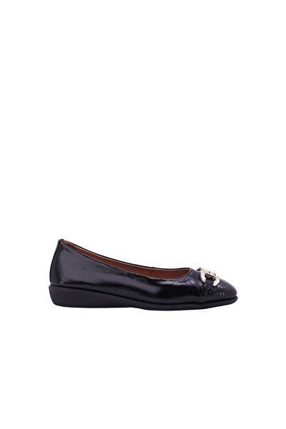 ALBİNİ Women's Wedge Heel Patent Leather Casual Shoes