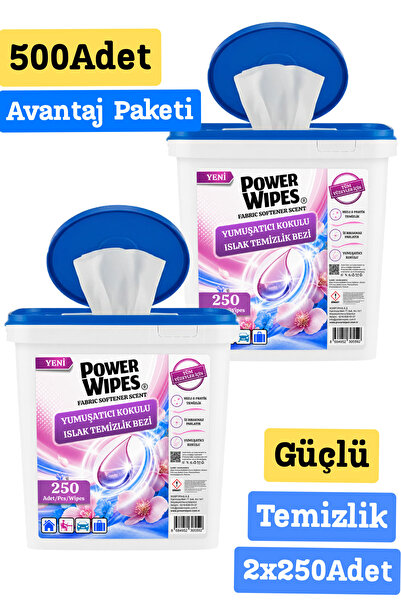 Power Wipes Yumuşatıcı Kokulu Islak Kova Mendil 500 Adet Tüm Yüzeyler İçin