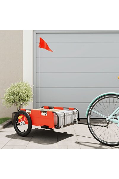 vidaxl Bicycle trailer, orange, oxford fabric and iron