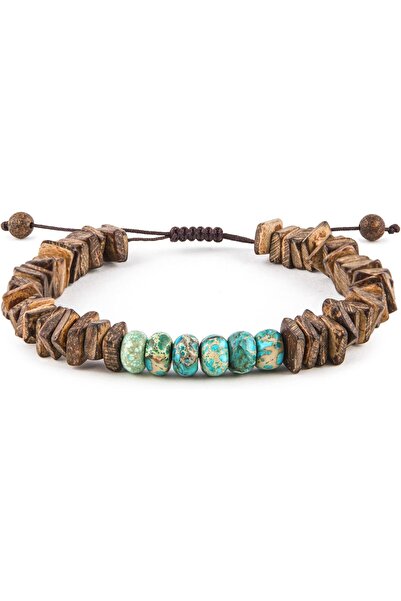 MINZA Maasai Men’s Bracelet, Turquoise Jasper & Jade Stone Beaded Bracelet, H...