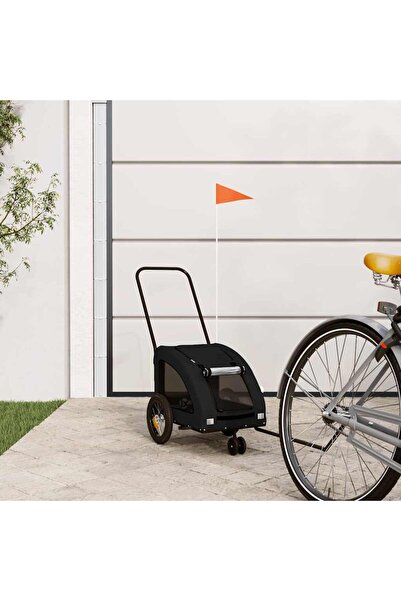 vidaxl Remorcă bicicletă animale companie, negru, textil oxford/fier