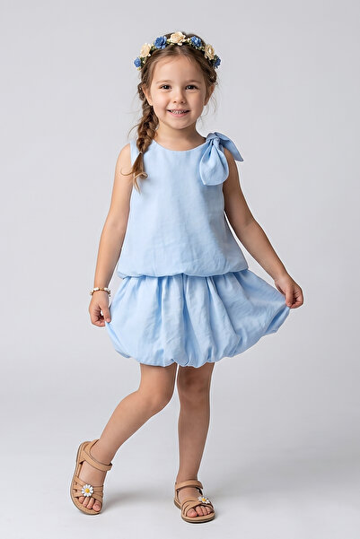 Dmb Girl's Balloon Skirt and Bow Detailed Set